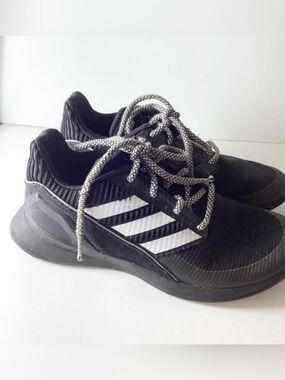 Boy's ADIDAS 'Rapidarun' Sz Runners Shoes Black White - Size 5